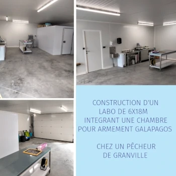 Construction d'un labo intégrant une chambre froide pour armement Galapagos pour un pêcheur de Granville