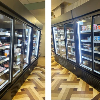 Installation de vitrines réfrigérées pour l'Épicerie Du Centre à Saint-Hilaire-du-Harcouët